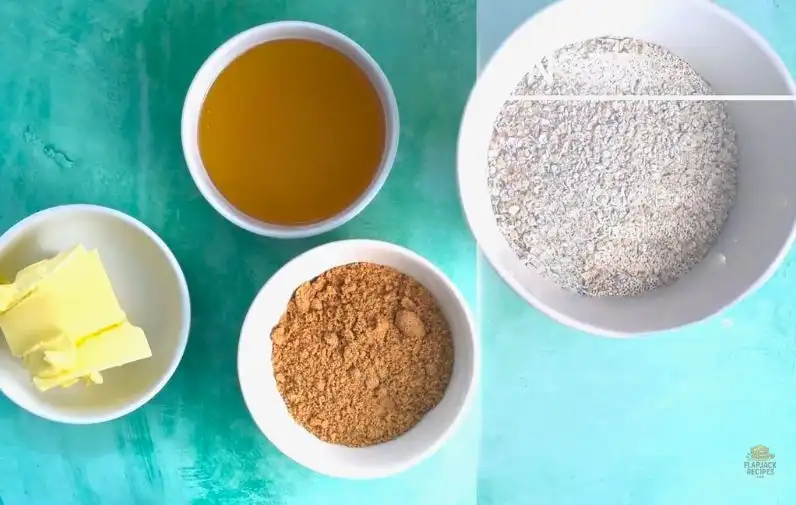 Ingredients for homemade chocolate flapjacks